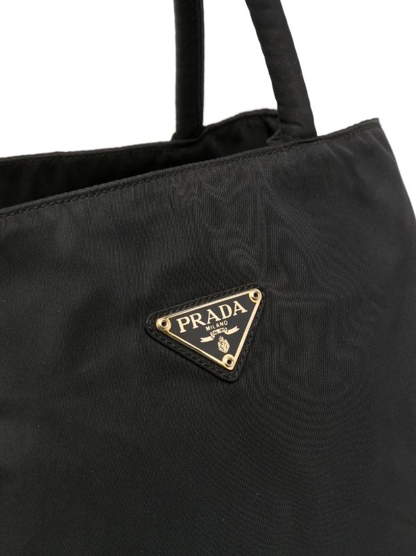 PRADA Triangle logo Nylon Small Handbag Black Vintage Old