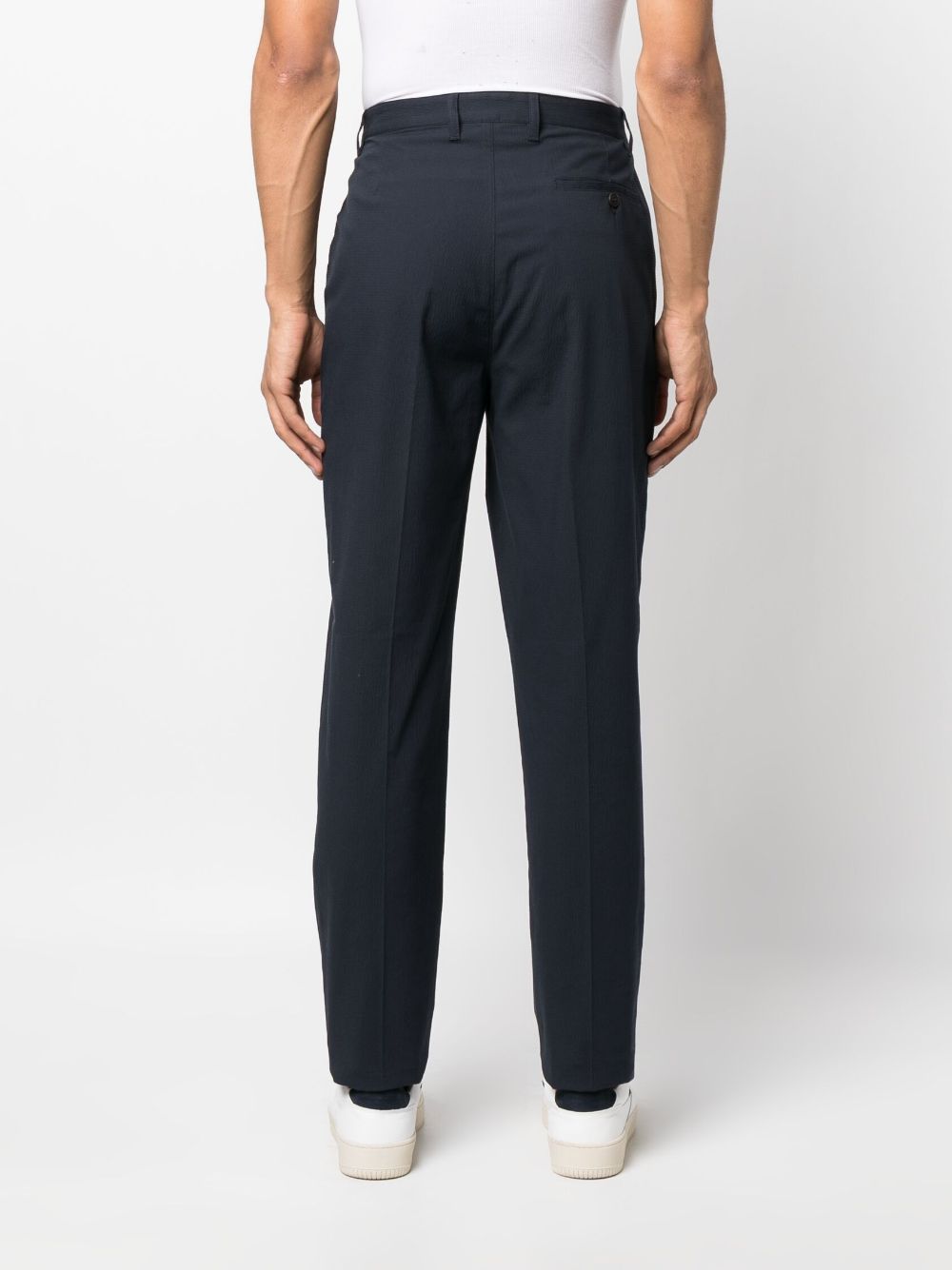 Shop Sunspel Textured-twill Pleated Chino Trousers In Blue