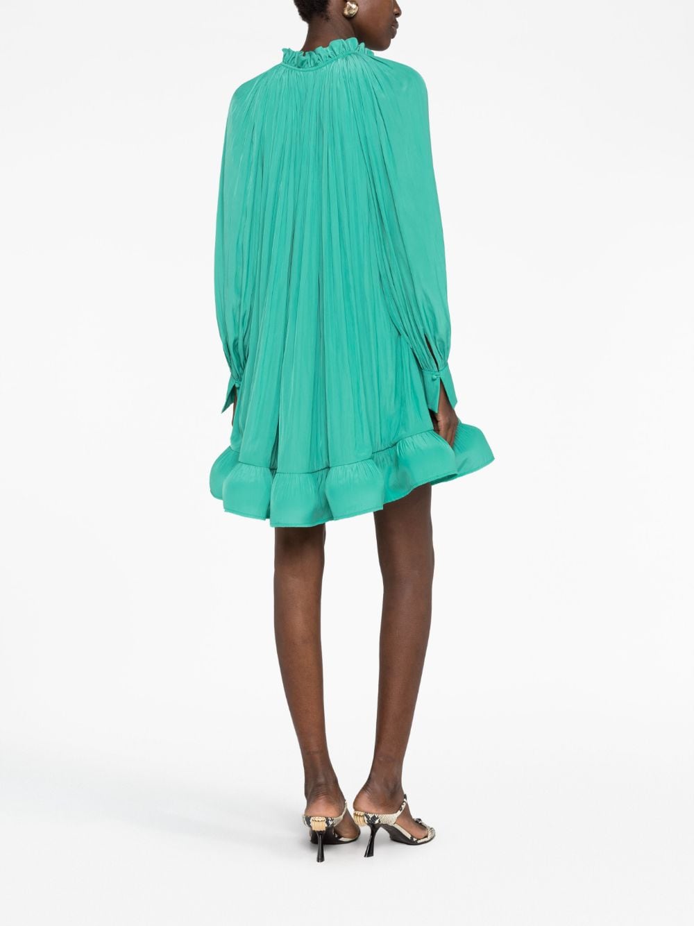 Shop Lanvin Ruffled Pleated Minidress In Grün