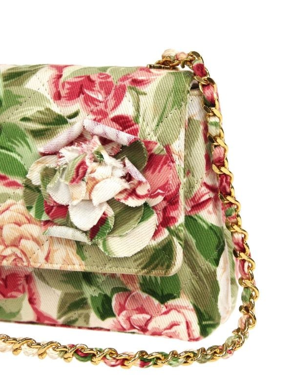 Chanel Vintage Floral Print Single Flap Bag