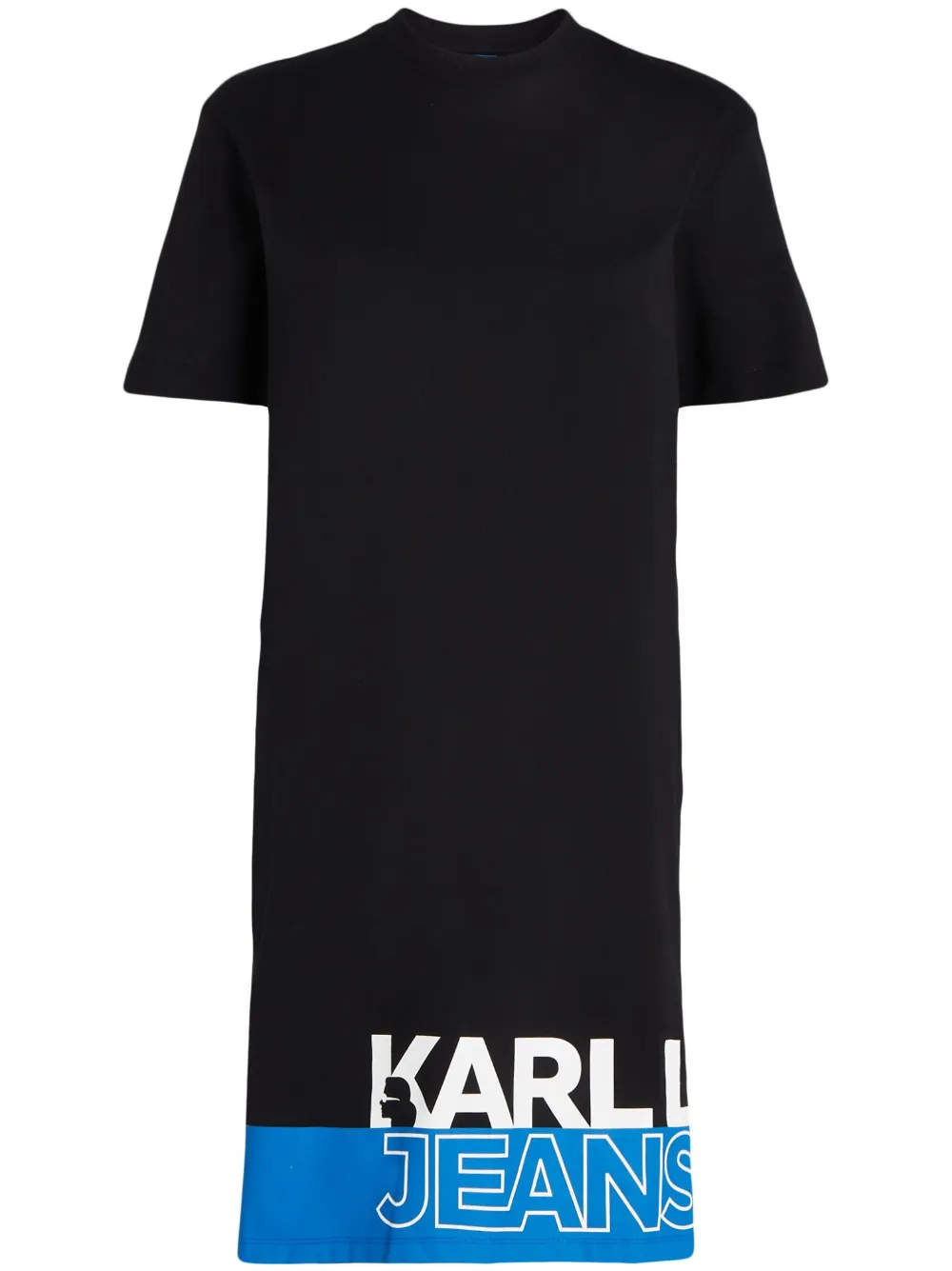 Karl Lagerfeld Jeans Logo-print Organic-cotton Dress In Black