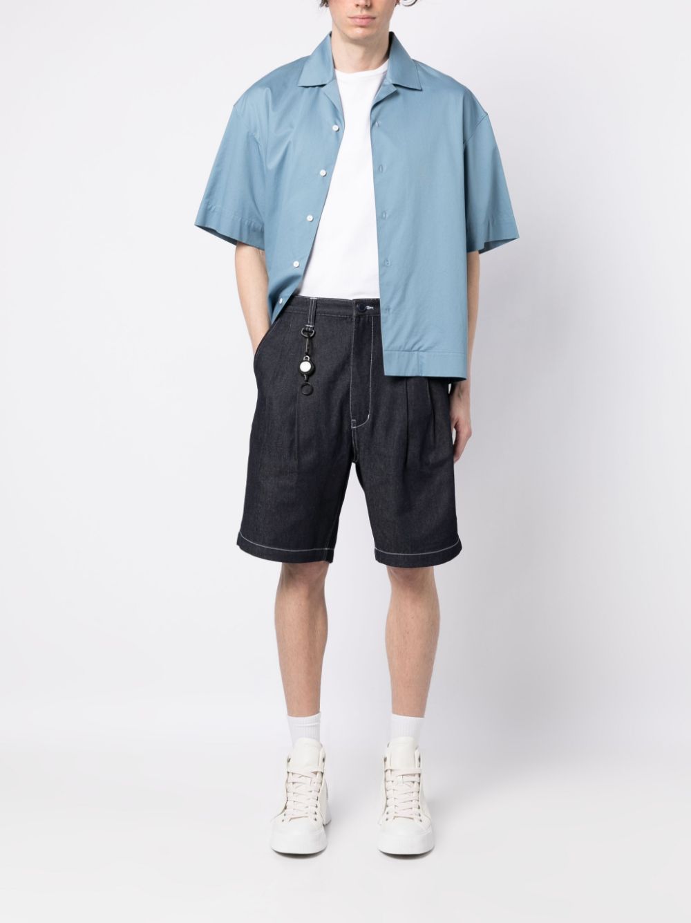 Shop Izzue Multiple Cargo Cotton Shorts In Blue