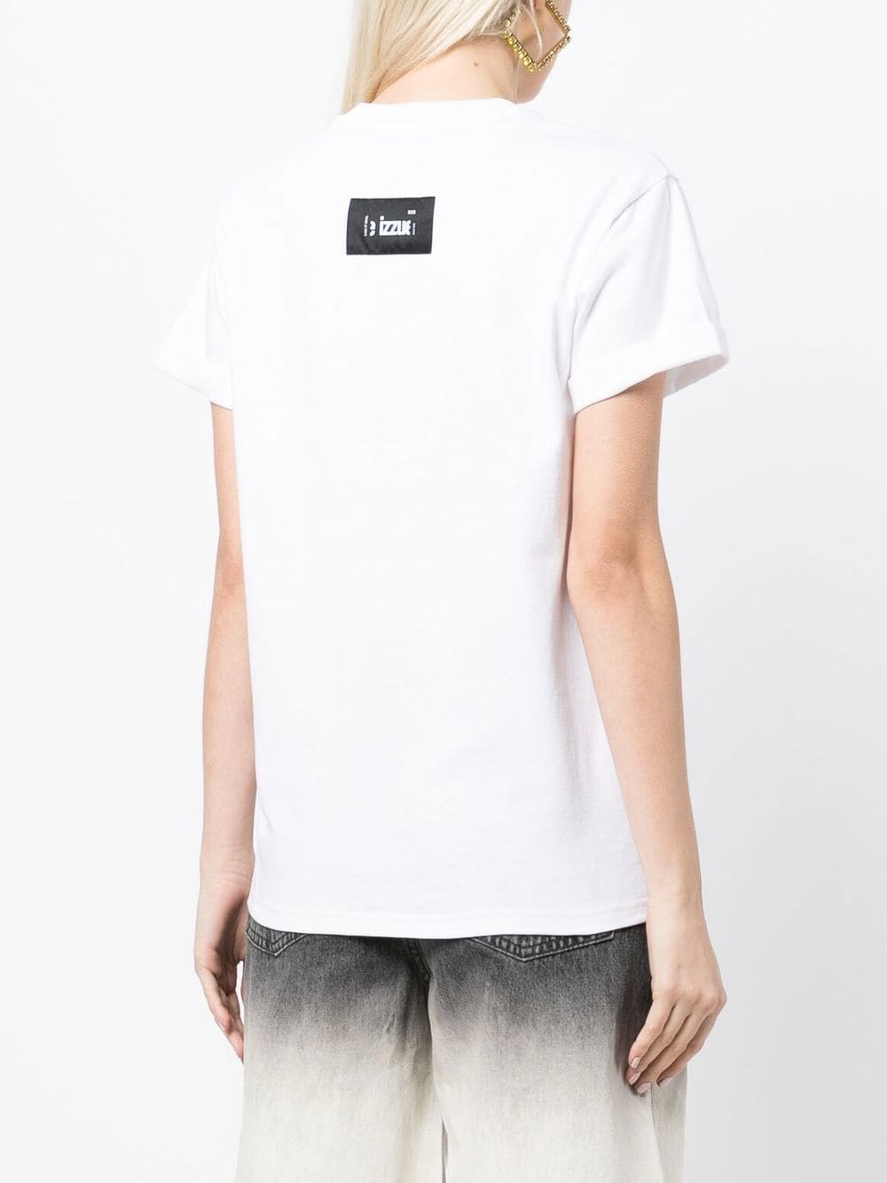 Shop Izzue Slogan-print Crystal-embellished T-shirt In White