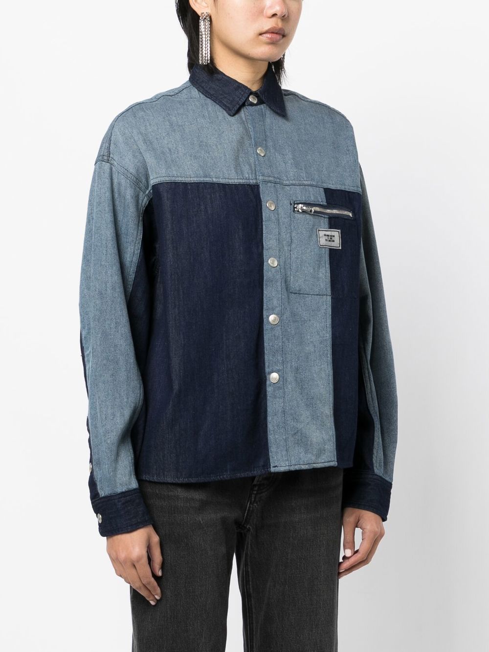 Shop Izzue Panelled Denim Shirt In Blue