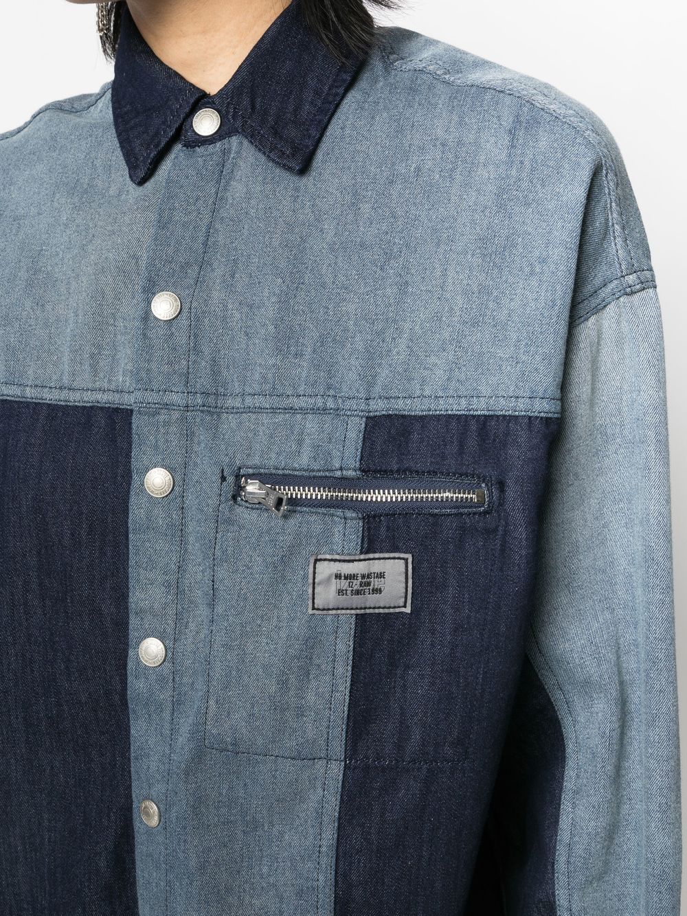 Shop Izzue Panelled Denim Shirt In Blue