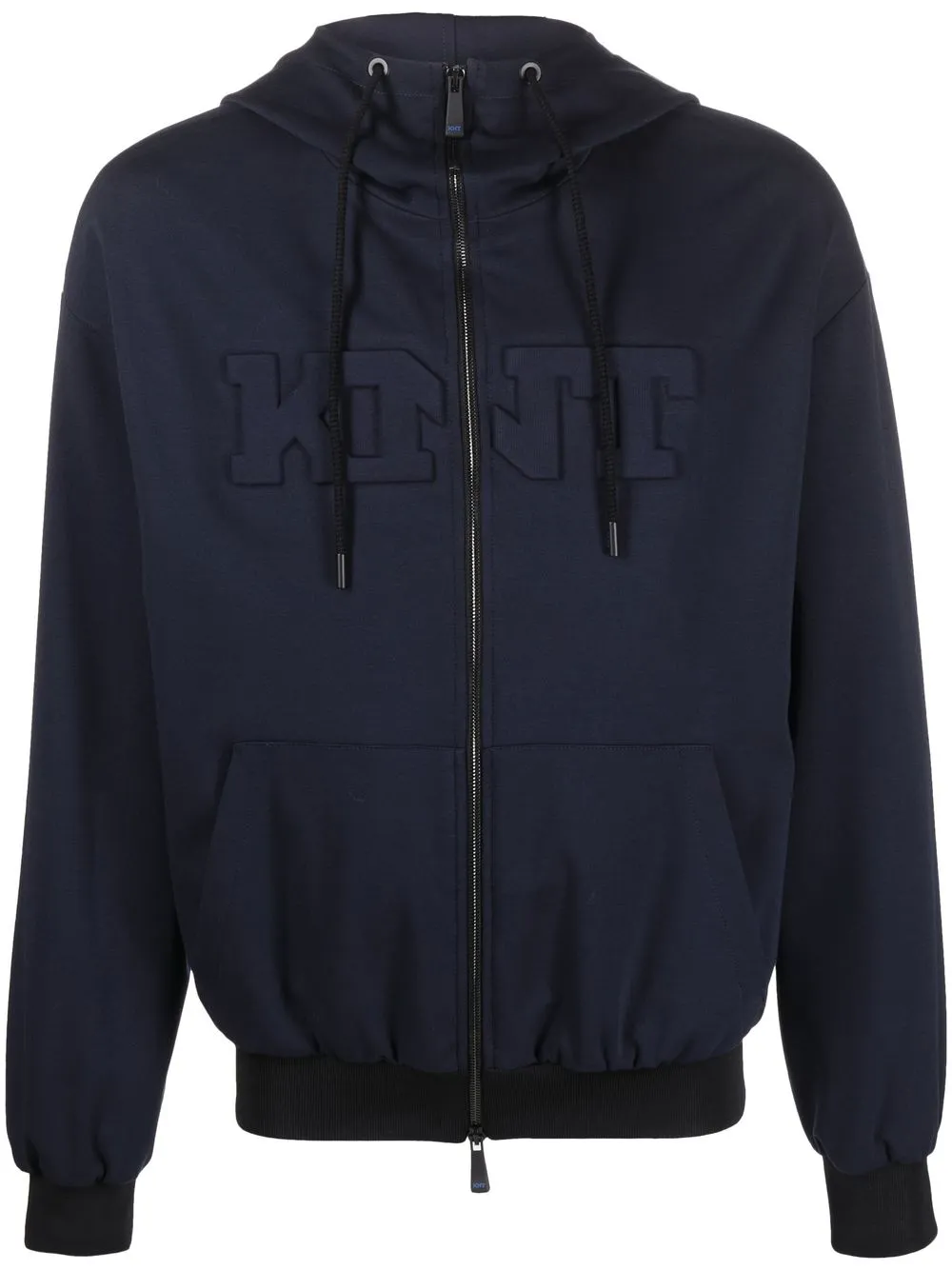 

Kiton logo-embossed hooded jacket - Blue