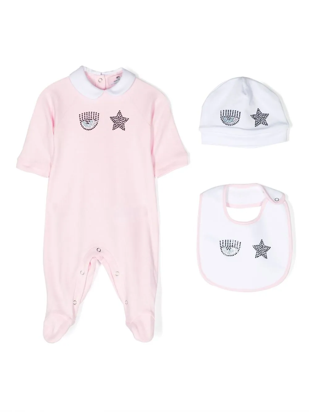 Chiara Ferragni Babies' Rhinestone Embellished Pajamas Set In Pink