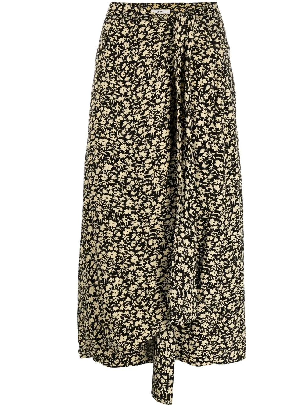 

Céline Pre-Owned 2016 floral side-tied skirt - Black