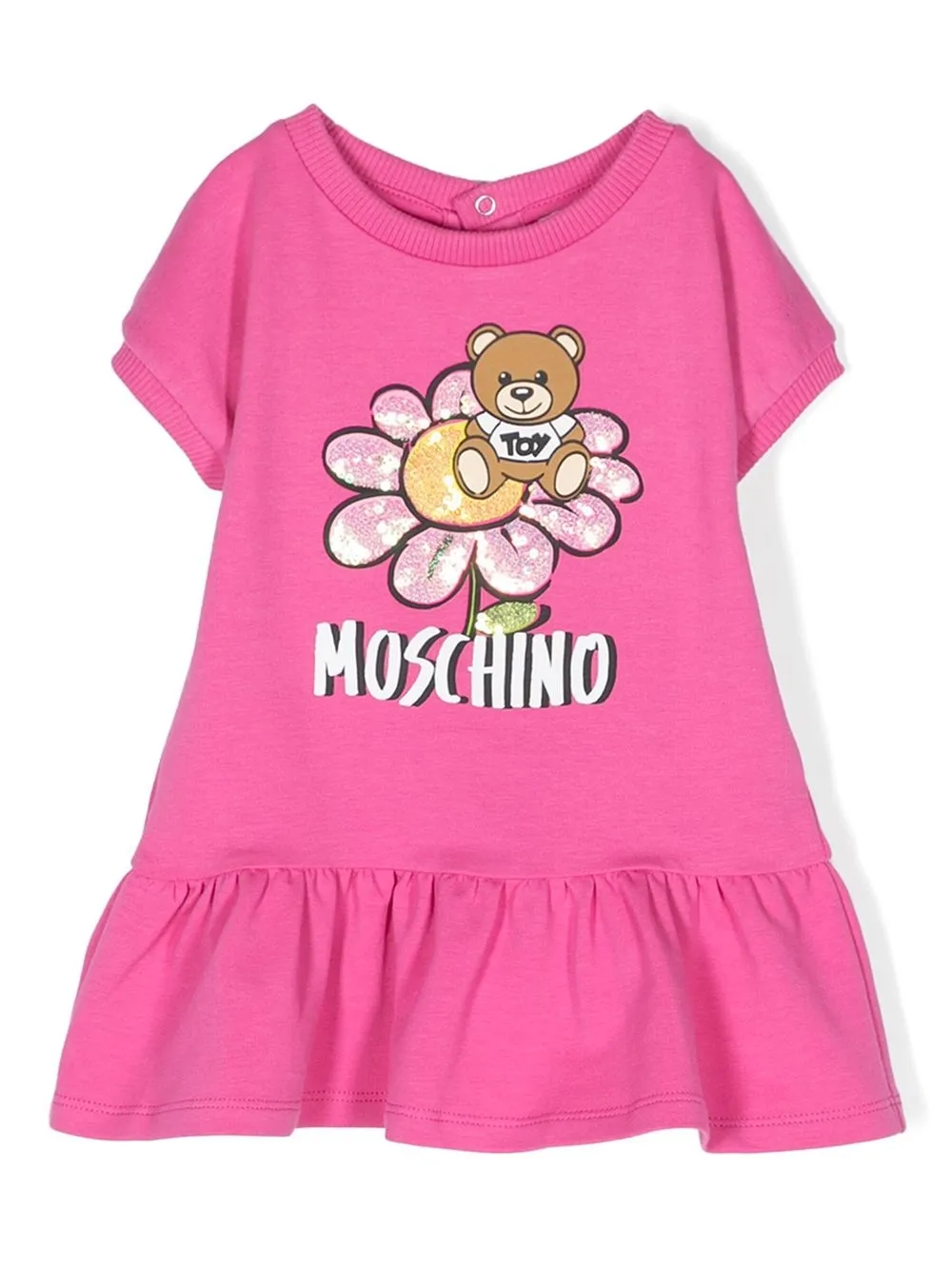 

Moschino Kids Teddy Bear ruffle dress - Pink