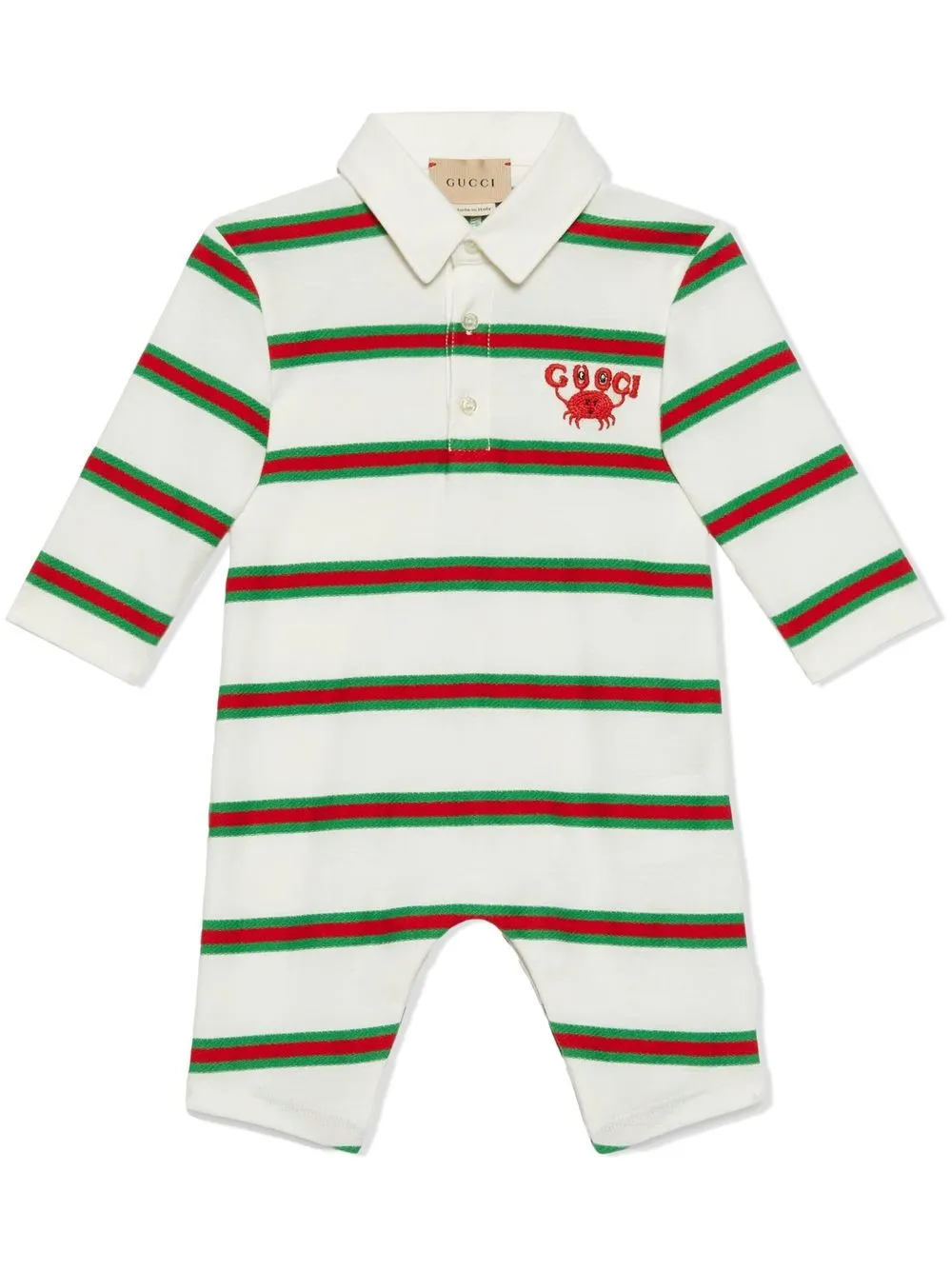 

Gucci Kids Web-striped polo-collar romper - White