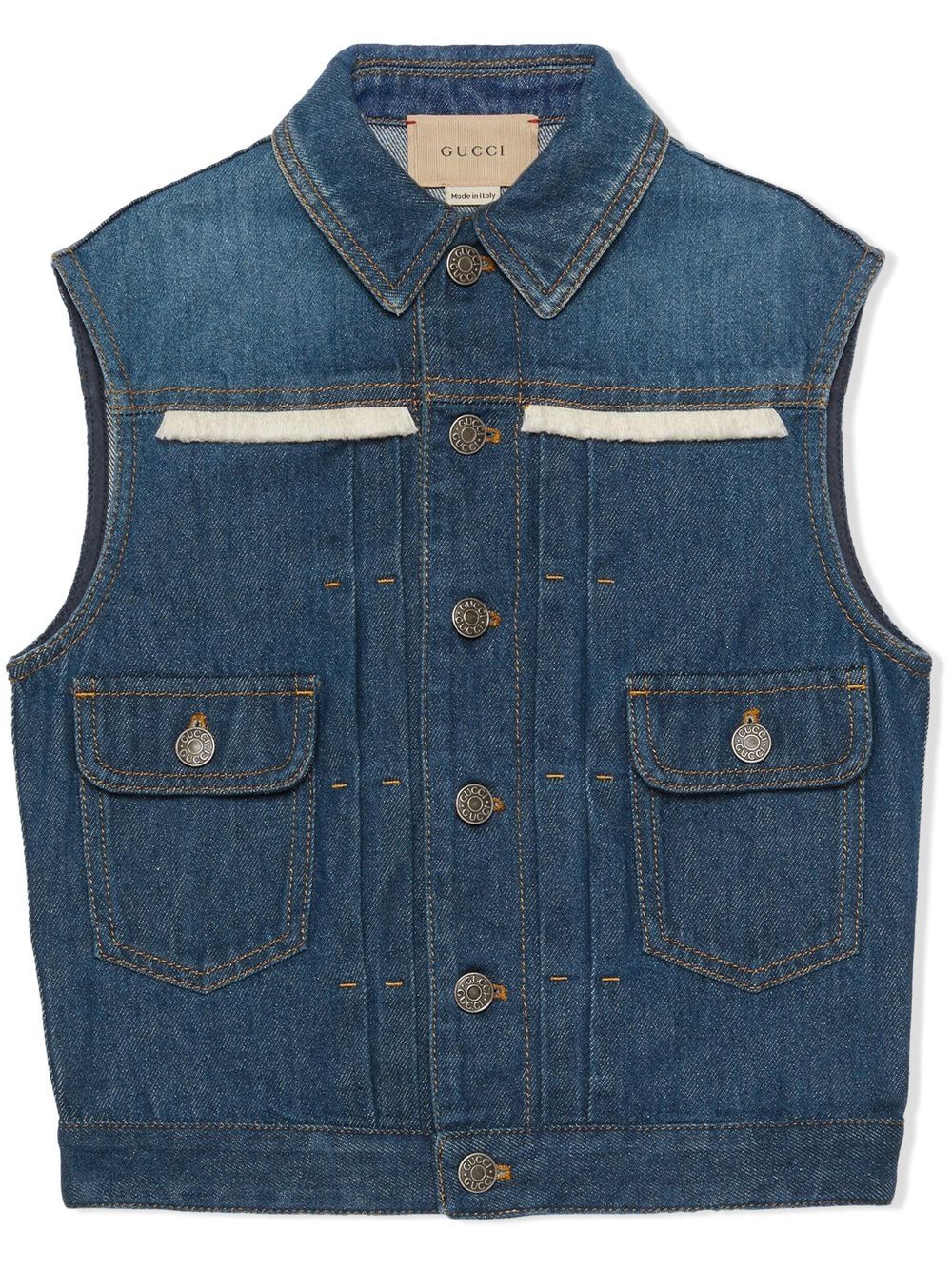 Gucci Logo-embroidered Denim Gilet | ModeSens