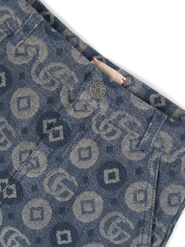 Gucci Kids GGモノグラムジャカード デニムスカート | ブルー 