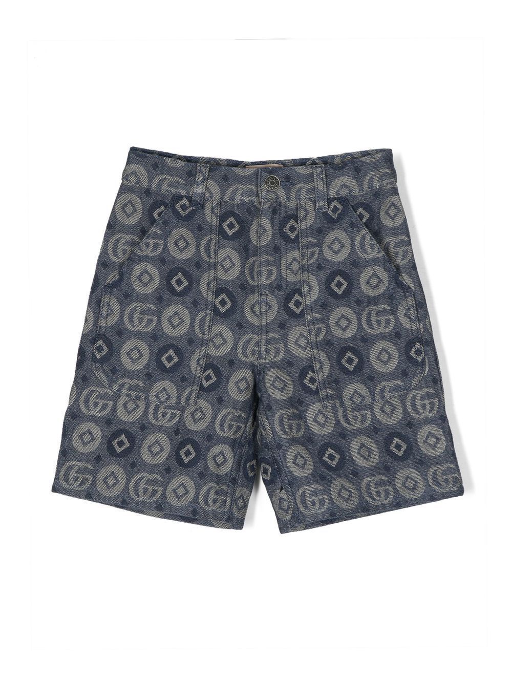 Gucci Kids monogram-jacquard denim shorts - Blue