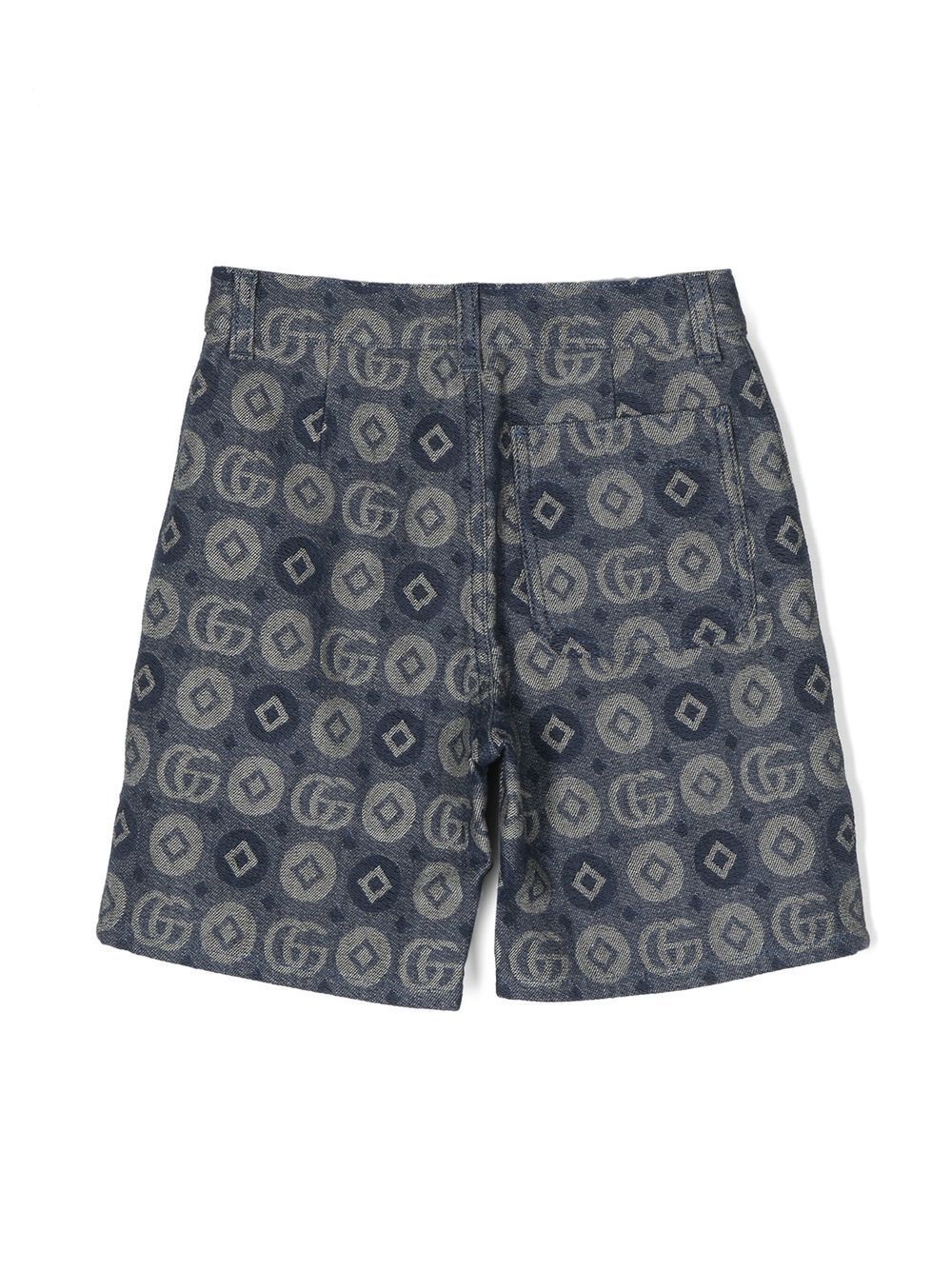 Gucci Kids monogram-jacquard denim shorts - Blue