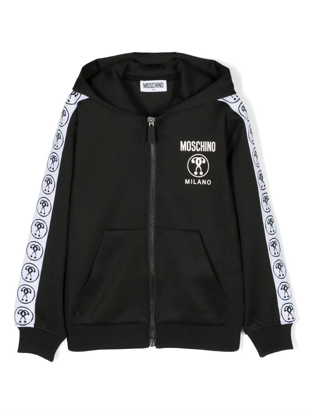 

Moschino Kids logo-tape hooded jacket - Black