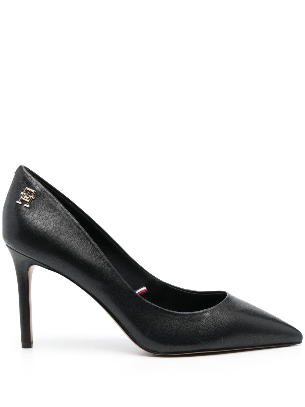 Tommy Hilfiger Pointed-toe Leather Pumps In Black