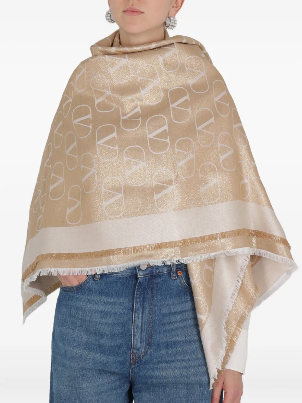 Valentino Garavani Sjaal met monogram-logo Goud