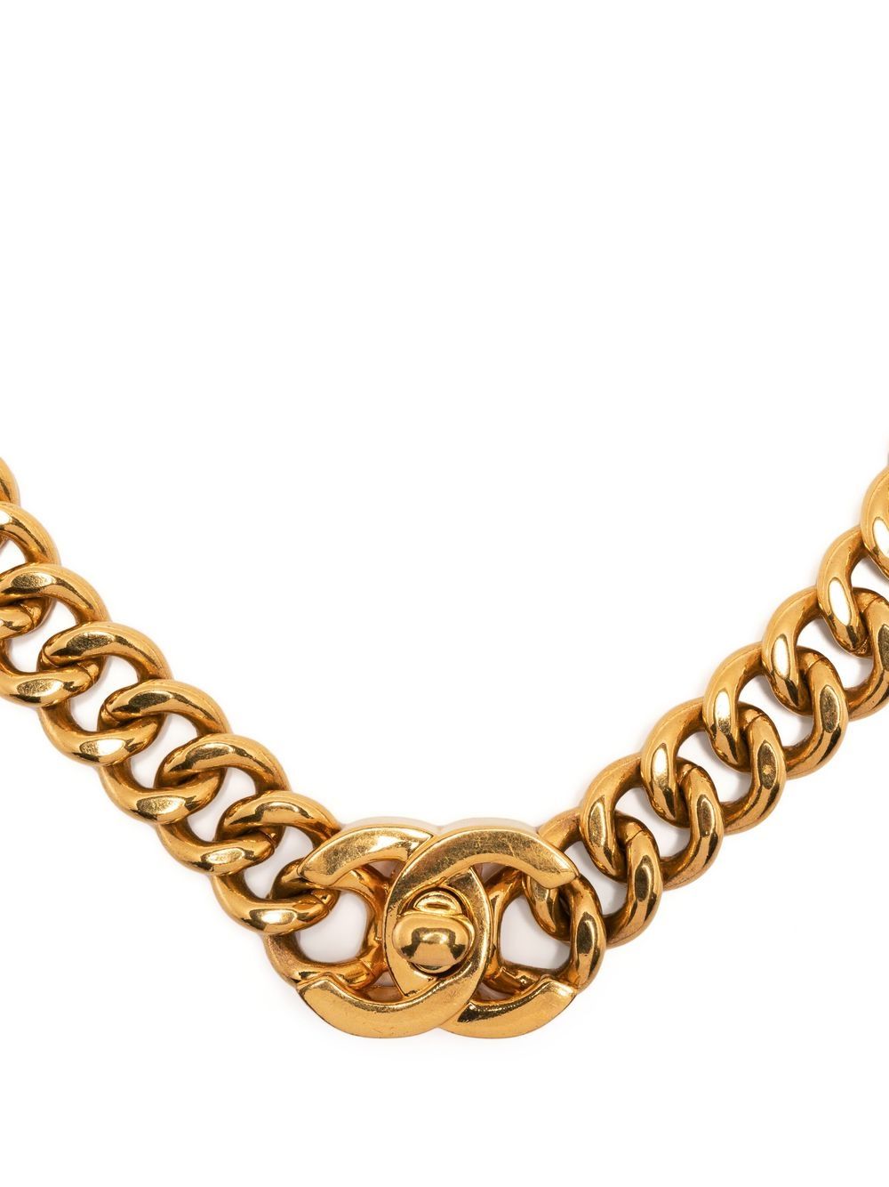 

CHANEL Pre-Owned collar de cadena con cierre giratorio CC - Dorado