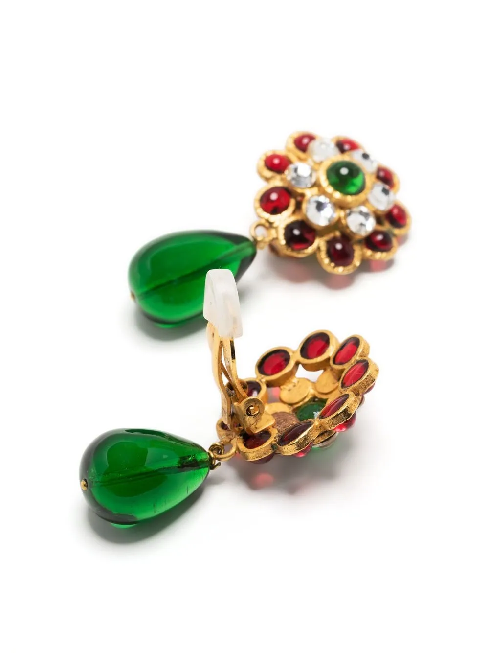 Pre-owned Chanel Gripoix Glass-bead Drop Earrings In Gold