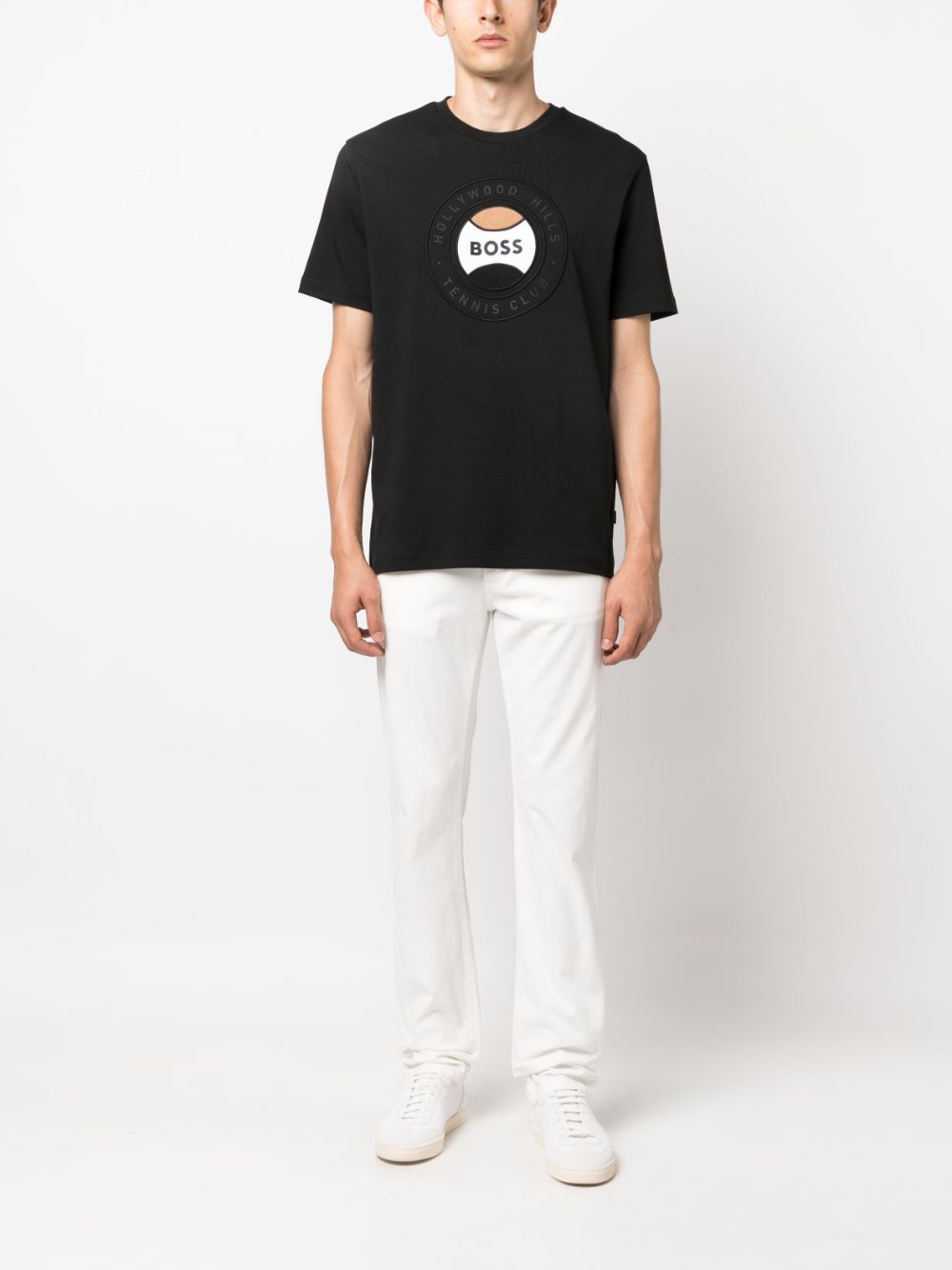 BOSS Tessin 09 logo-print cotton T-shirt - Zwart