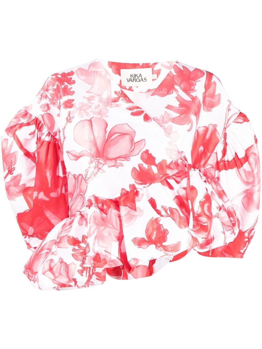 

Kika Vargas puff sleeve floral-print top - Red