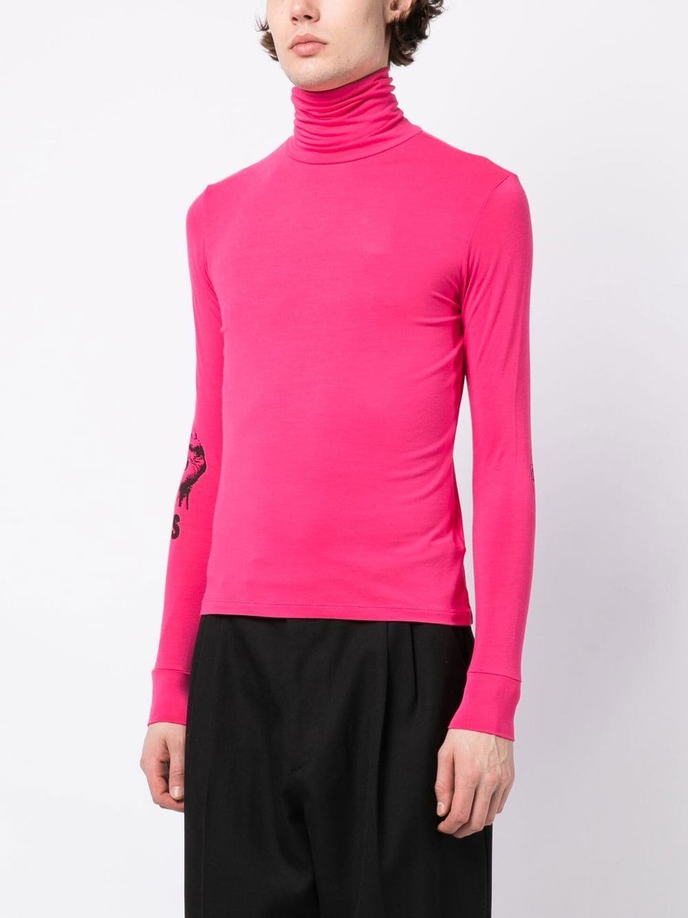 Shop Raf Simons Hand-print Turtleneck Top In Pink