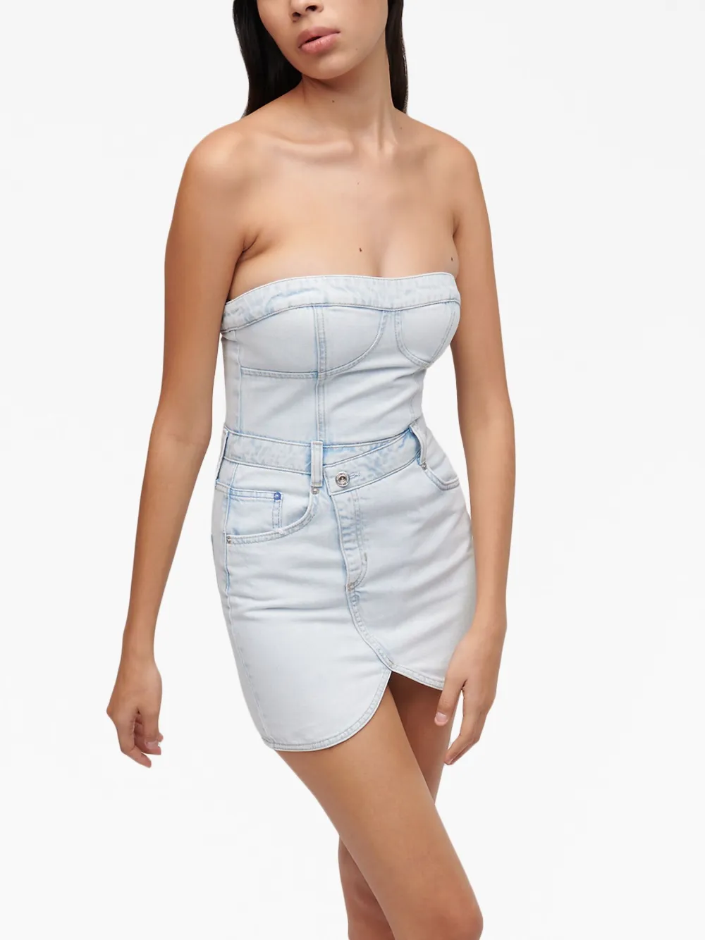 Karl Lagerfeld Jeans Bustier-style Denim Minidress In White