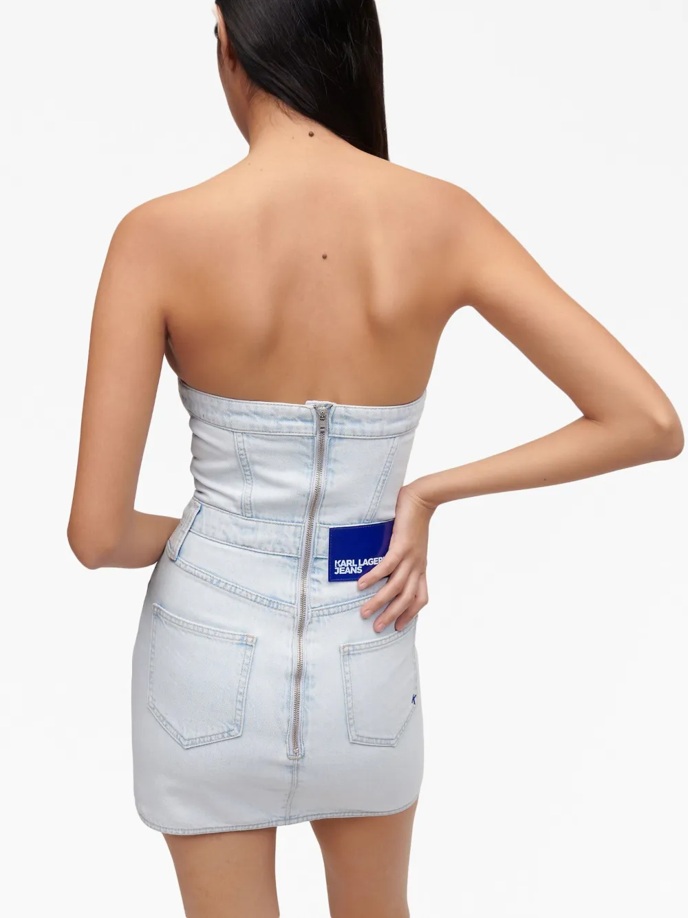 Karl Lagerfeld Jeans Bustier-style Denim Minidress In White