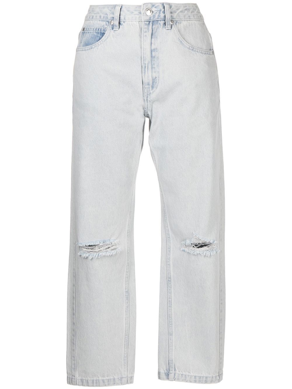 Izzue Distressed Cropped Jeans In Blue