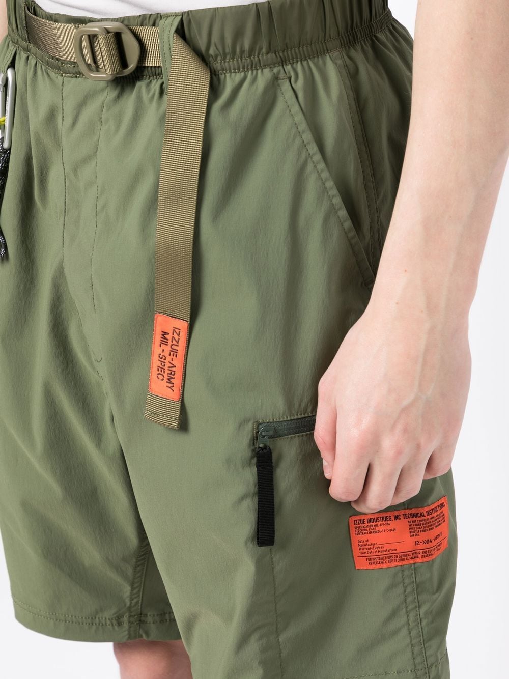 Shop Izzue Carabiner-attachment Belted Bermuda Shorts In Green