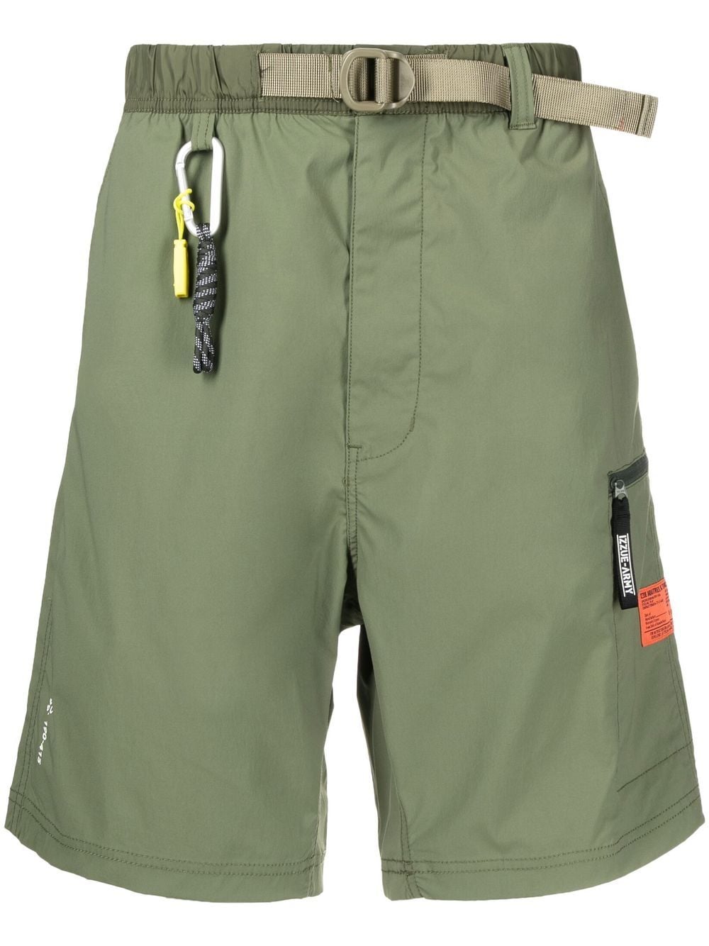 Izzue Carabiner-attachment Belted Bermuda Shorts In Green