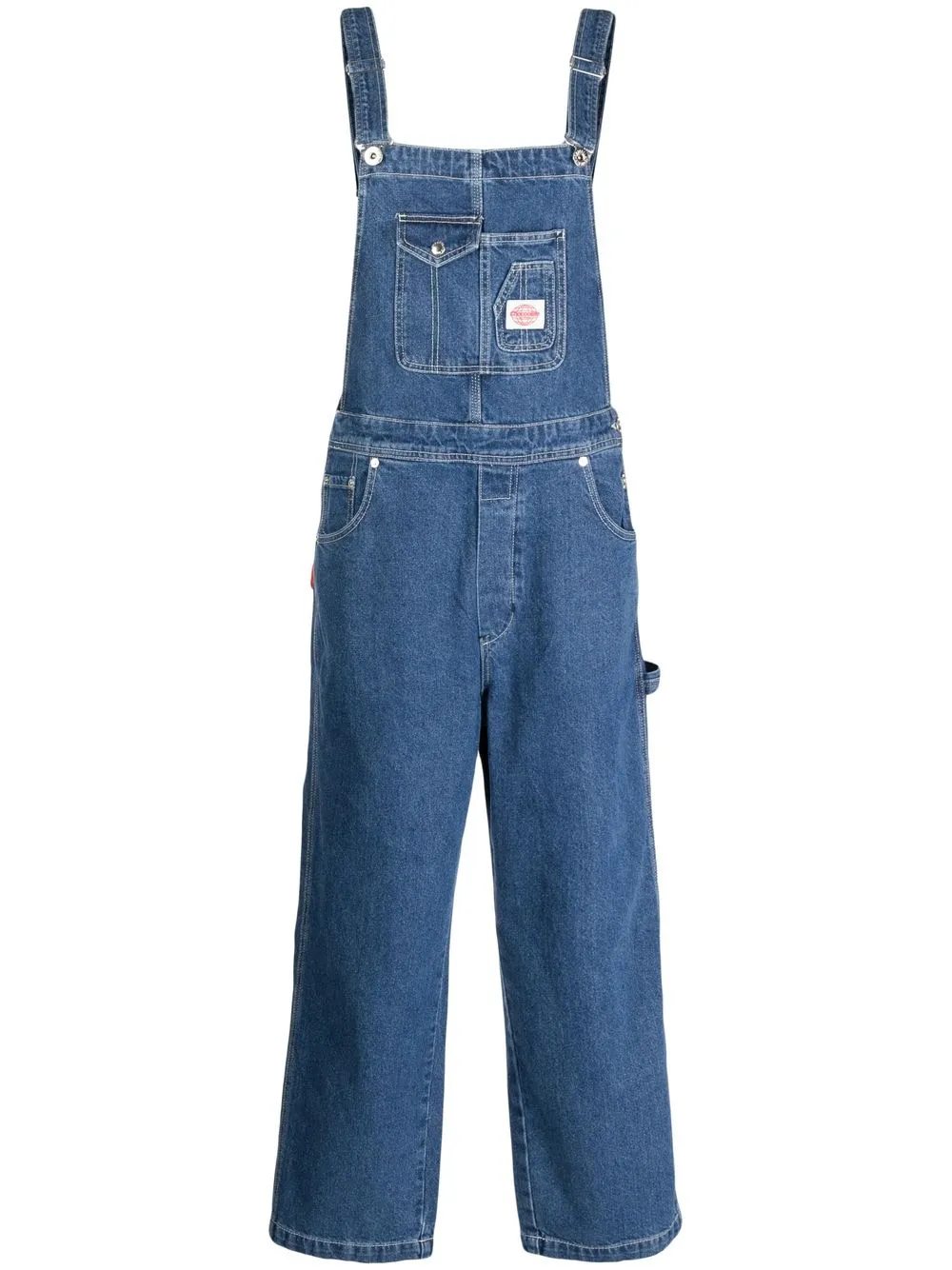 

CHOCOOLATE logo-patch denim dungarees - Blue