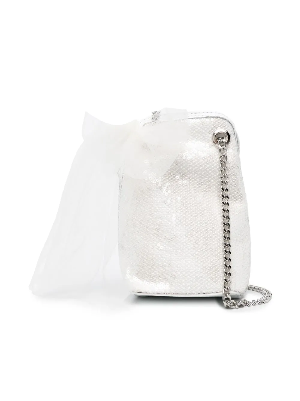 

Monnalisa leather tulle-trim shoulder bag - White