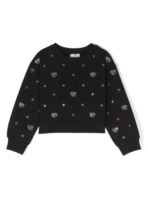 Chiara Ferragni Kids سويت شيرت مزين بحجر الراين