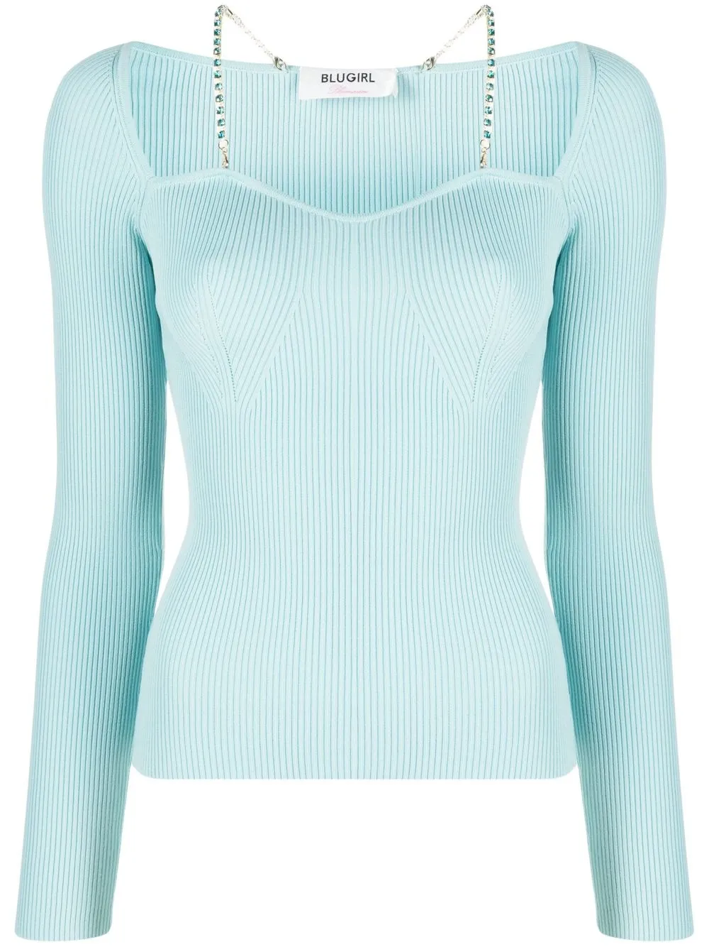 

Blugirl sweetheart-neck ribbed-knit top - Blue