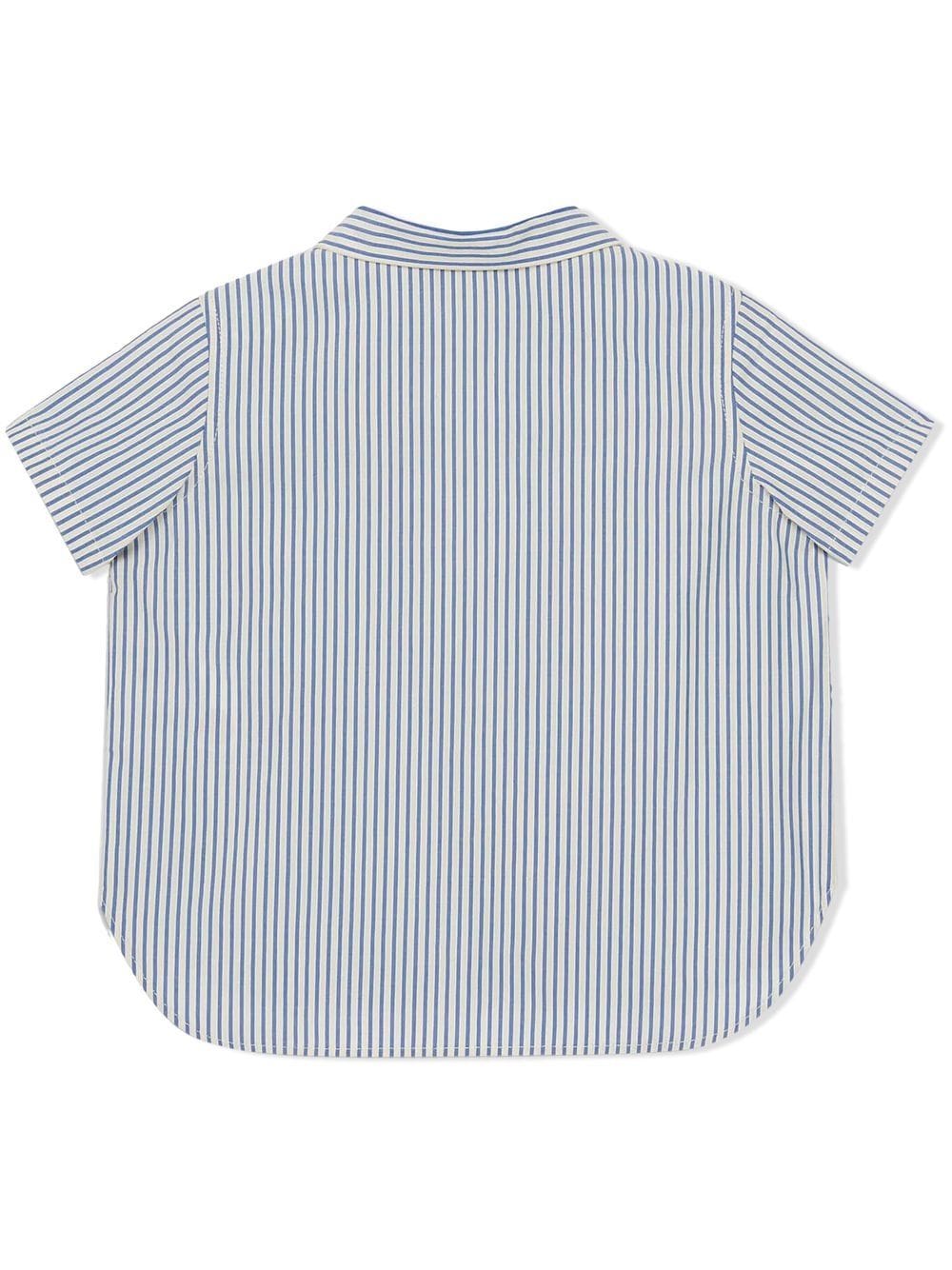 Shop Gucci Motif-embroidered Stripe-print Shirt In Blau