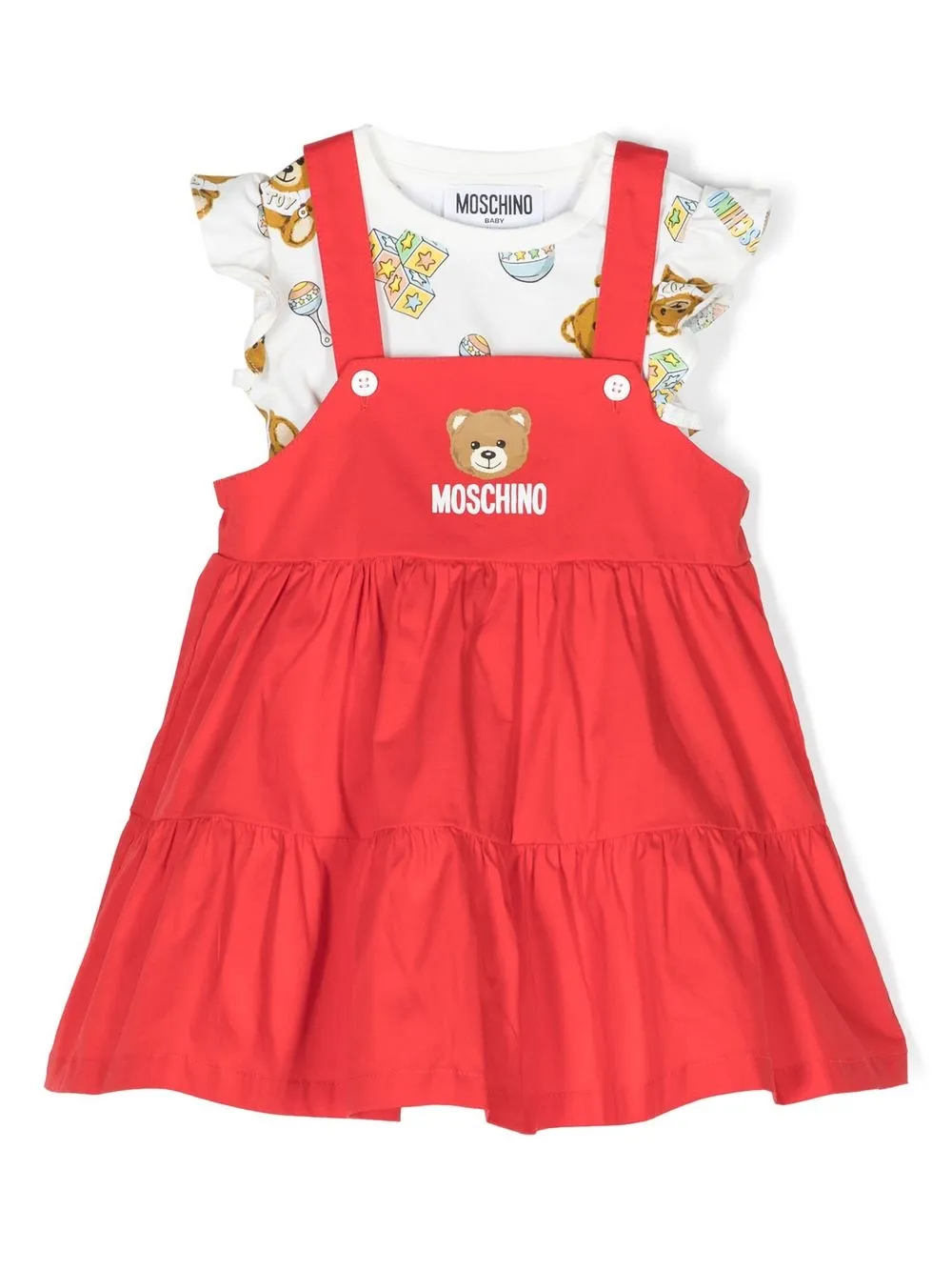 

Moschino Kids Teddy Bear cotton dress - Red