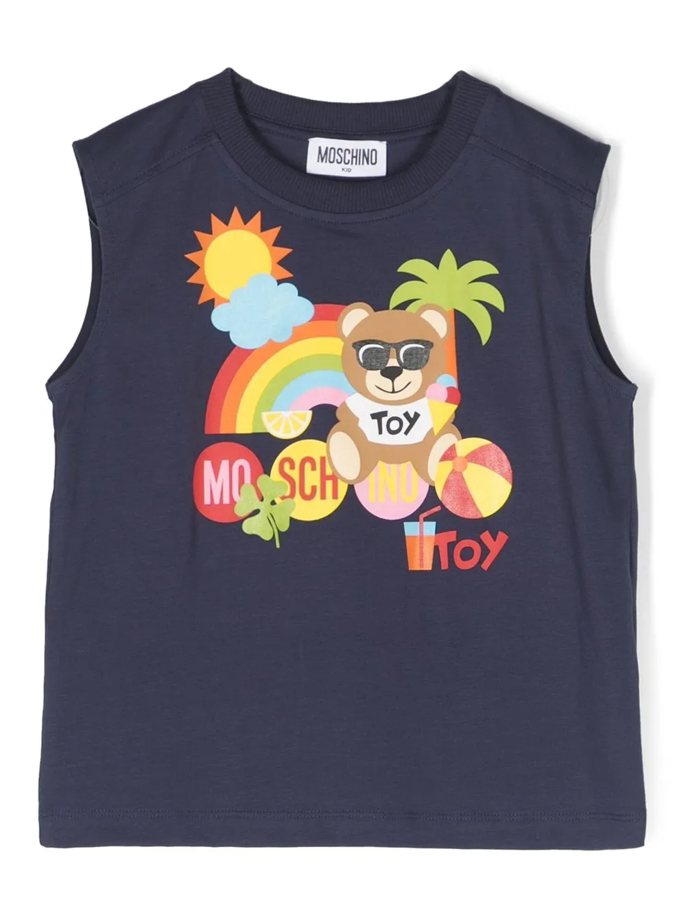 

Moschino Kids top con motivo Teddy Bear - Azul
