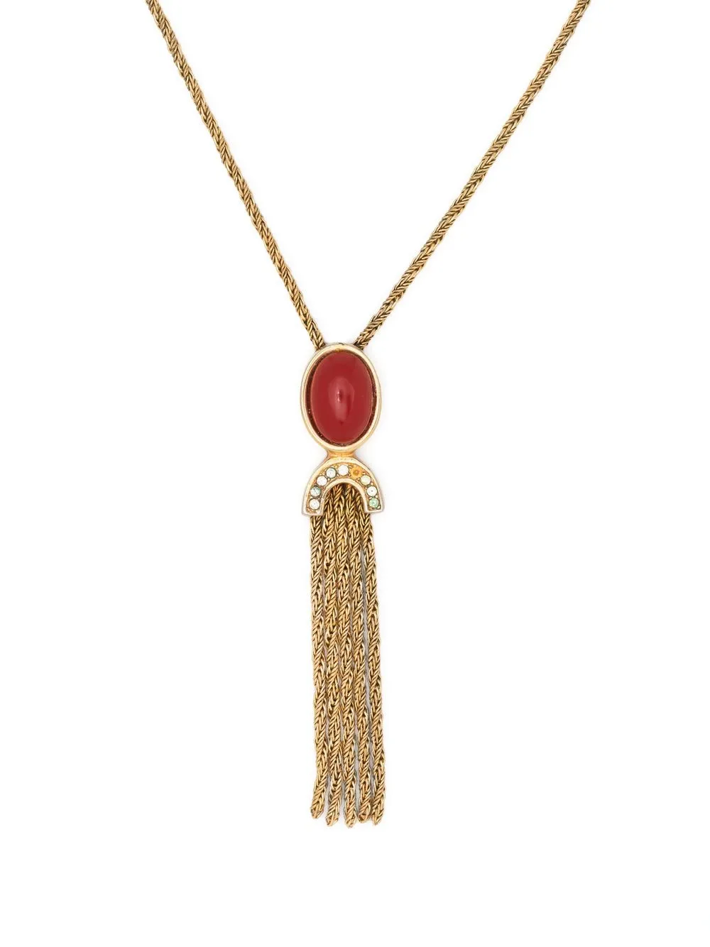 

Christian Dior 1970s polished stone tassel necklace - Gold