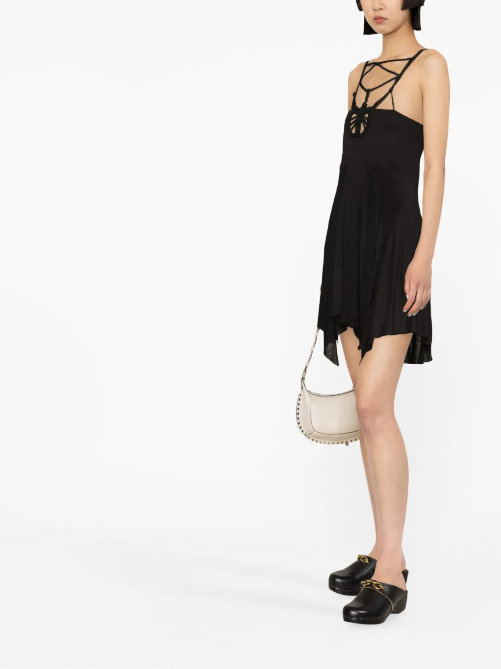 Shop Isabel Marant Diana Macramé-trim Minidress In Black