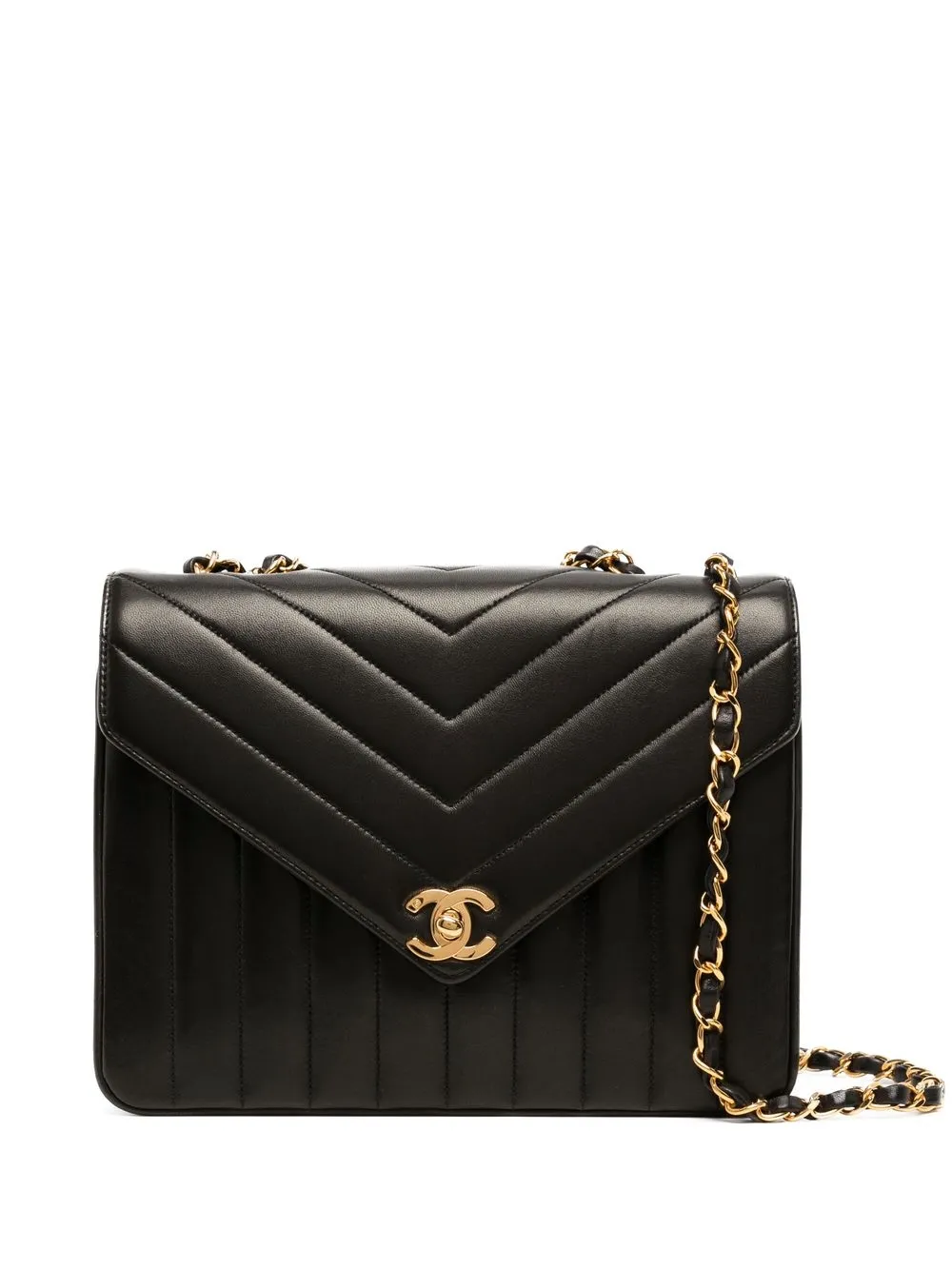 

CHANEL Pre-Owned 1992 Chevron Mademoiselle flap shoulder bag - Black