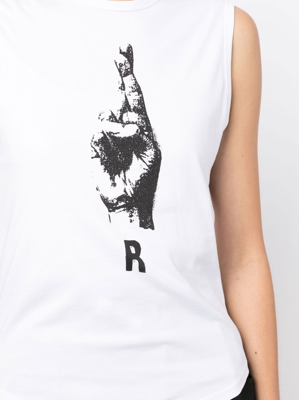 Shop Raf Simons Hand-print Cotton Tank Top In Weiss