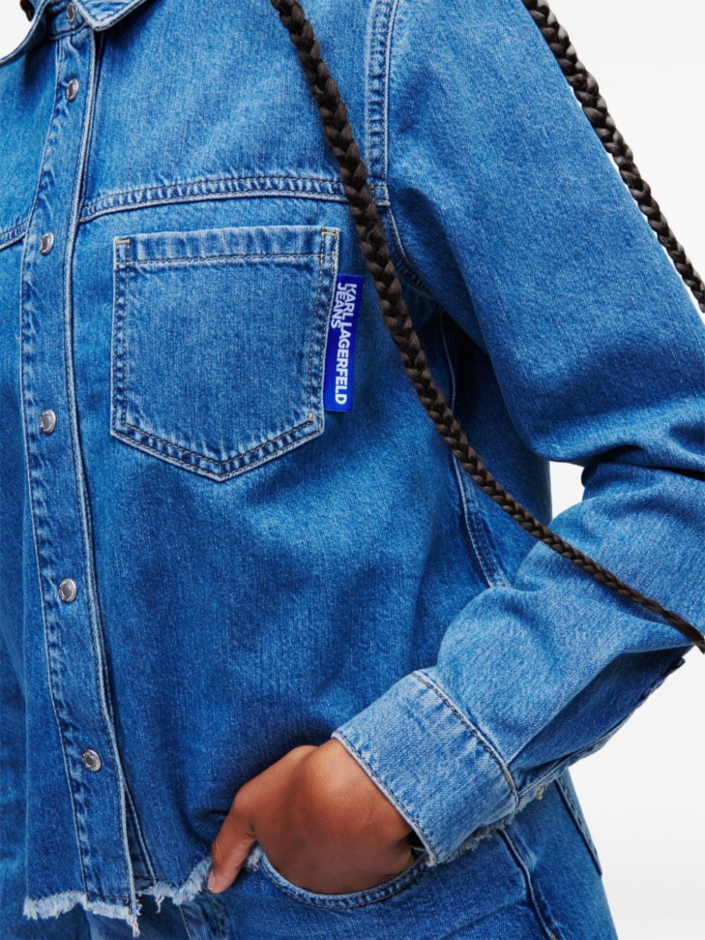 Karl Lagerfeld Jeans Cropped denim blouse Blauw