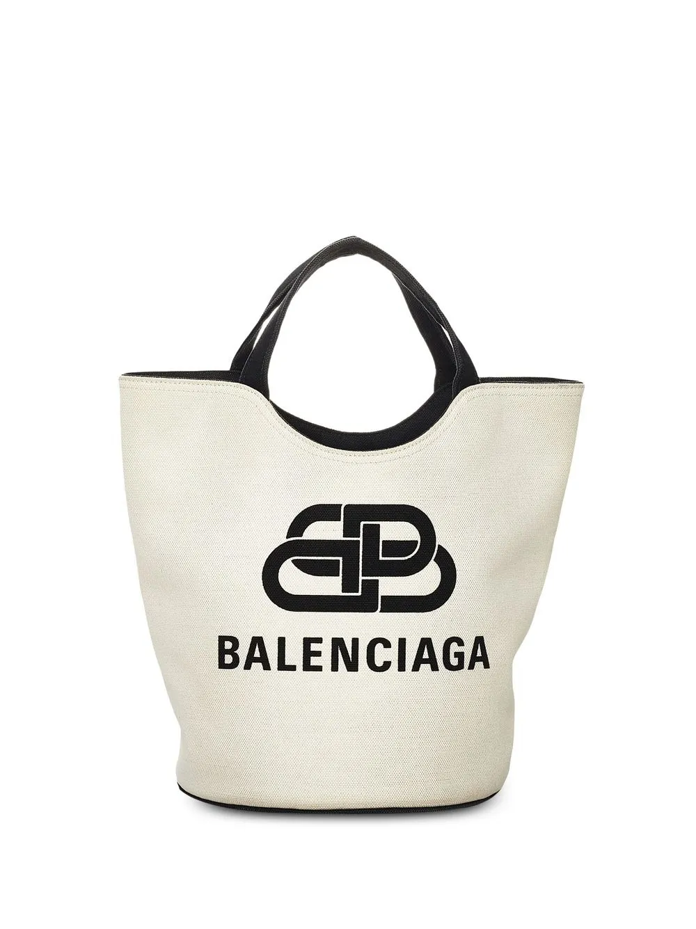 Pre-owned Balenciaga Wave Logo-print Tote Bag In White