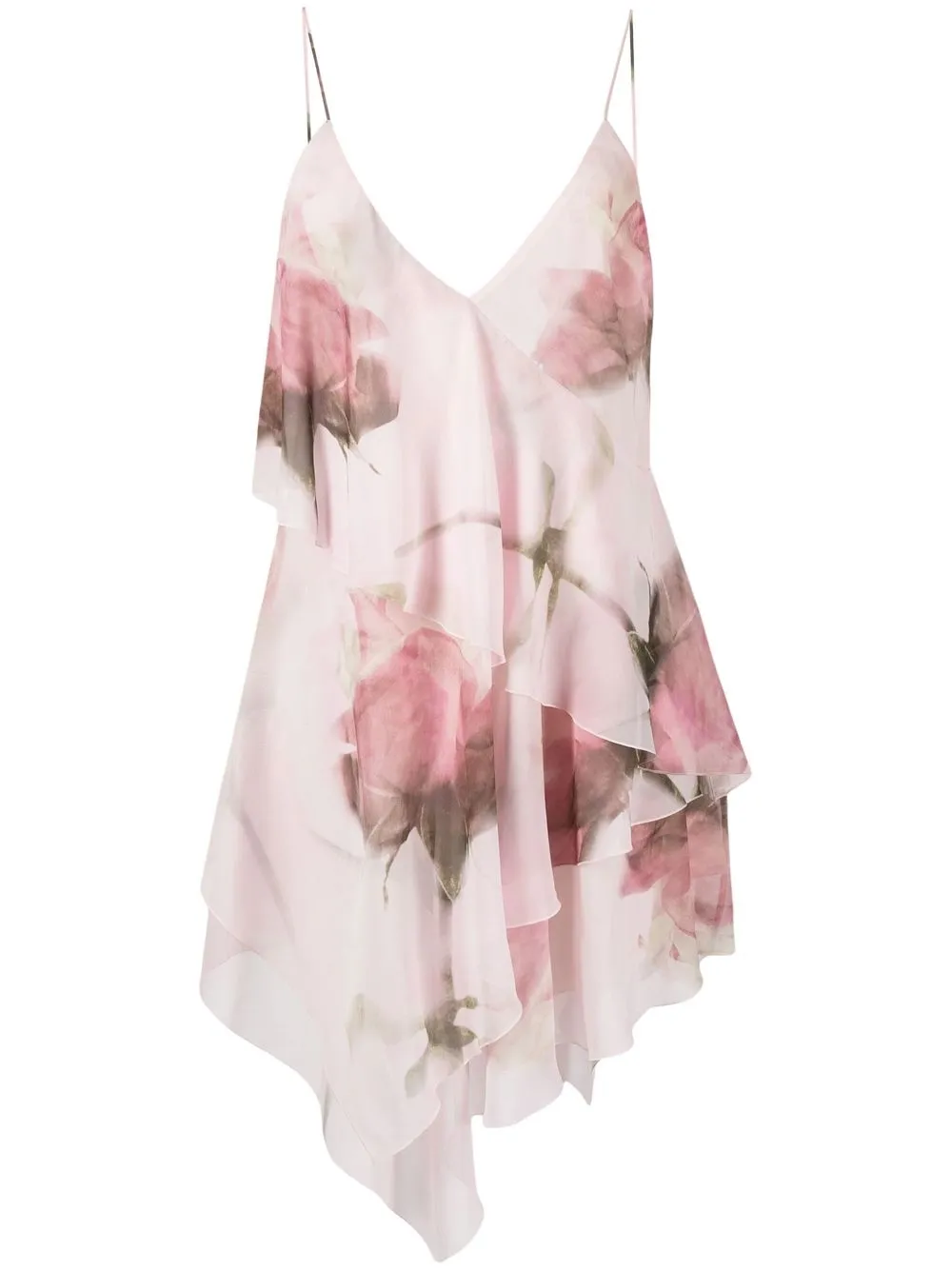 

Blumarine orchid-print ruffled minidress - Pink