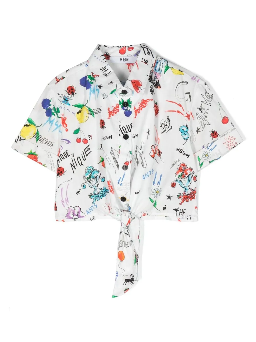 

MSGM Kids graphic-print cropped blouse - White