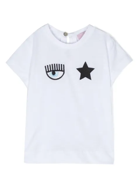 Chiara Ferragni Kids Eyelike-motif embroidered T-shirt