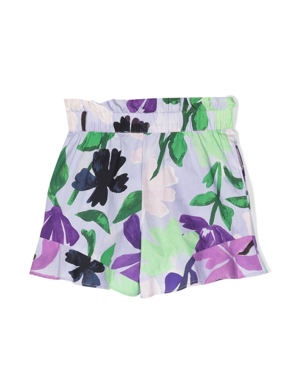 Shop Scotch & Soda Floral-print Ruffle-trim Shorts In Green