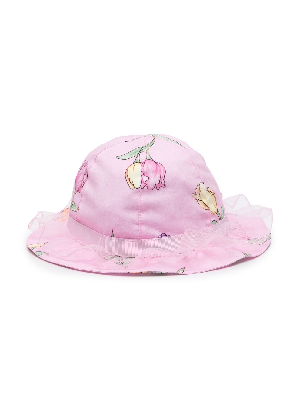 pink bucket hat with flowers