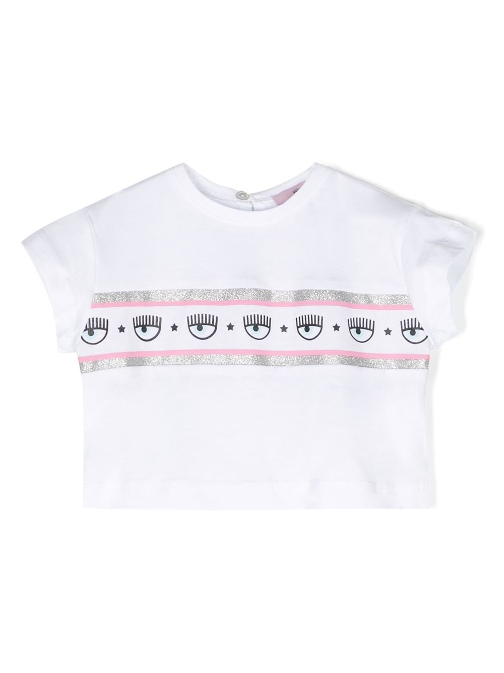 chiara ferragni kids t-shirt à bande logo - blanc